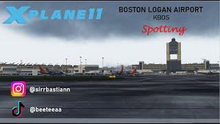 X PLANE 11 | Boston Logan Airport KBOS | STORMY WEATHER SPOTTING!!!