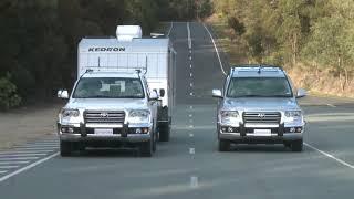 EMERGENCY100km/hr BRAKE COMPARISON - LANDCRUISER TOWING KEDRON CARAVAN vs LANDCRUISER