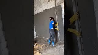 Woman Construction Worker Smooth Plastering #masonry #girl #construction #skill