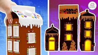 Milk Carton Gingerbread House | Upcycled Christmas Village Craft