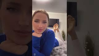 Beautiful Blue Shirt Girl Lays Down Showing Feet Tiktok Feet Live