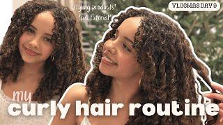 my curly hair routine 🪮 VLOGMAS DAY 9 | *curly hair tutorial* *curly hair products* *curly girl*