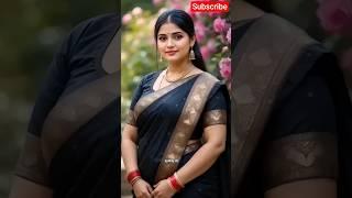 Her Magical Smile Feels Too Real  | AI Black Saree Queen Slays the Internet #shorts #aisaree #ai