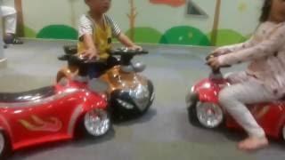 My son Go to Play Kids Car In The Eon market