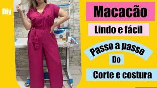 MACACÃO DE VISCOSE LINDO E FÁCIL CORTE E COSTURA SEM MOLDE  #passoapasso #costurando #costurafácil