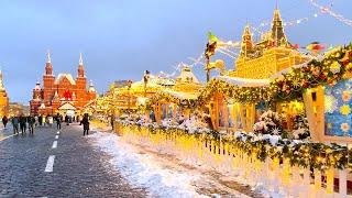 Walking tour - Magic Christmas - Red Square - Moscow 4k, Russia - HDR