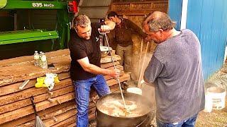 Old fashioned scrapple making! A Pennsylvania Dutch specialty!