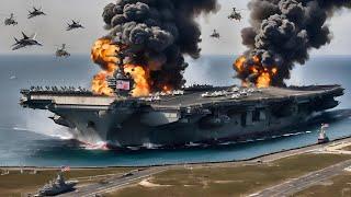 Today, a US aircraft carrier carrying 90 secret fighter jets was destroyed by the Houthis