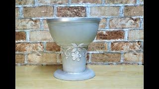 DIY cement flower pot for the garden.