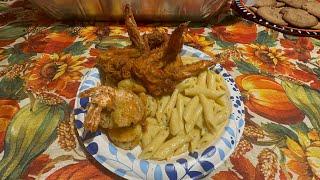 DinnerTime Series! Peel & Eat Shrimp, Homemade Pasta Sides and Golden Fried Chicken 