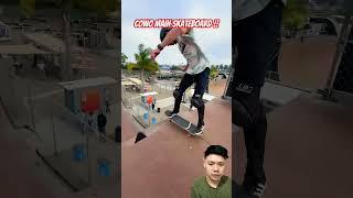 Boy playing skateboard