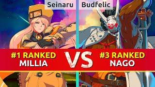 GGST ▰ Seinaru (#1 Ranked Millia) vs Budfelic (#3 Ranked Nagoriyuki). High Level Gameplay