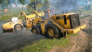 SnowRunner - Biggest Wheel Loader Caterpillar 993k - Heavy Lifting CAT 745C Water Tanker