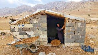 Building a hut on the mountain by a village widow