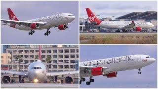 [4K] VIRGIN ATLANTIC AIRBUS A330-223 LAX ARRIVAL & DEPARTURE - PLANE SPOTTING