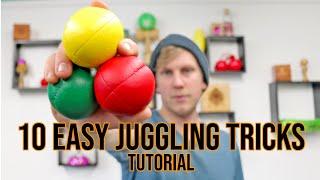 Learn 10 EASY 3 Ball Juggling Tricks - Beginner Tutorial