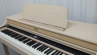 Roland HP207e digital piano and matching stool in light oak colour stock number 23064