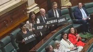 Victorian Greens MPs ejected from parliament over ‘anti-Semitic’ stunt