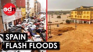 Terrifying Footage Shows Flash Floods in Spain Sweep Away Walls and Cars