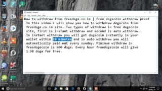 How to withdraw from freedoge.co.in | Free dogecoin withdraw proof