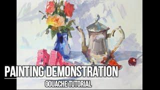 Живописный этюд гуашью. Painting TUTORIAL. GOUACHE