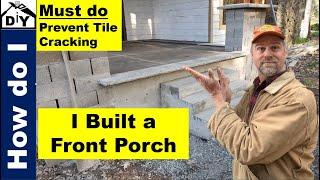 Concrete porch build with chiseled edge design