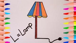 How to turn alphabet letter L into lamp| drawing and coloring for kids