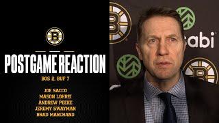 Sacco, select players react after Bruins lose @ BUF