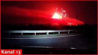 Moving in a car, a shocked Russian shows moment of massive blast in ammunition depot in Krasnodar