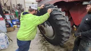 Case IH 2388 Axel Reinforcing Rod Removal And Replacement Shop Work On A Cold Day!