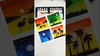 4 Beautiful scenery drawing #satisfing #shorts #watercolors