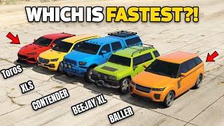 GTA 5 ONLINE - WHICH IS FASTEST SUV | TOROS VS XLS VS BALLER VS BEEJAY XL VS CONTENDER