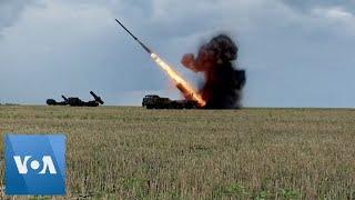 Ukrainian Soldiers Fire Rocket Launchers in Kharkiv