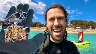 Lost Fortune Found at Ibiza's Famous Beaches (Metal Detecting Underwater)