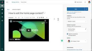 Add content to IWC Zendesk KB
