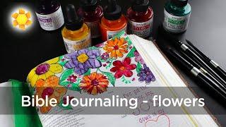 Bible Journaling - Painting flowers with PhMartins watercolors