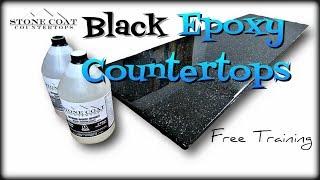 Quartz Black Epoxy Countertops with Silver Mica Flakes