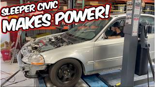 Sleeper Civic Makes Some Power On The Dyno! ( Turbo B18B1 )