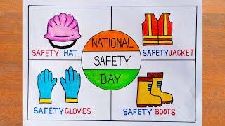 National Safety Day Drawing / How to Draw National Safety Day Poster Easy Step by Step