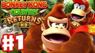 Donkey Kong Country Returns HD - Full Game Walkthrough Part 1 - Jungle!