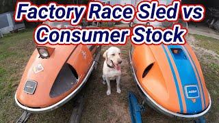 Factory Race Snowmobile Compared to Consumer Stock.