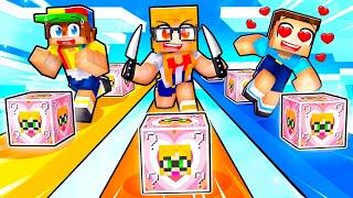 Playing a CRAZY FAN GIRL LUCKY BLOCK RACE in Minecraft!