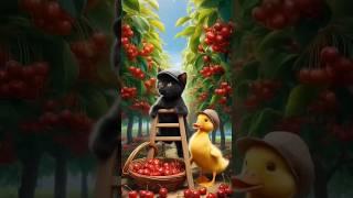  Sweet Adventure: Making Cherry Jam with the Kitten & Duckling Duo! 