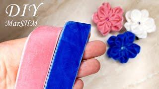 Kanzashi flower hair clips from velvet ribbon #Shorts