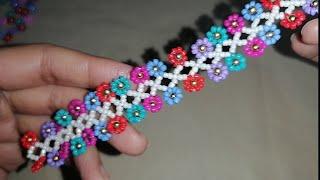 How to make beaded flower bracelet /beads jewelry making tutorial