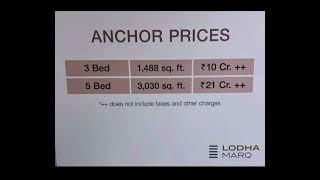 Lodha Marq, Price List, 3/5 BHK, 1488-3030 sqft, +919560214267, 10-21 Cr, Tardeo, Mumbai South