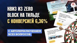 Квиз из Zero Block с автопереключением вопросов и конверсией 6,36%