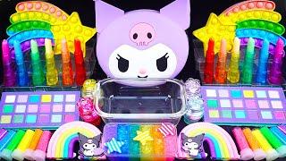 Kuromi Rainbow Slime Mixing Random things into slime #ASMR #Satisfying #slimevideo #Makeupslime