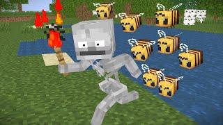 Monster school: Skeleton And Zombie Pig  Life Story - funny Bee Attack (Minecraft Animation)