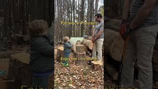 Patience Is A Virtue. #choppingwood #shorts#firewood#family#dad #youtube #youtubeshorts#familyvlog